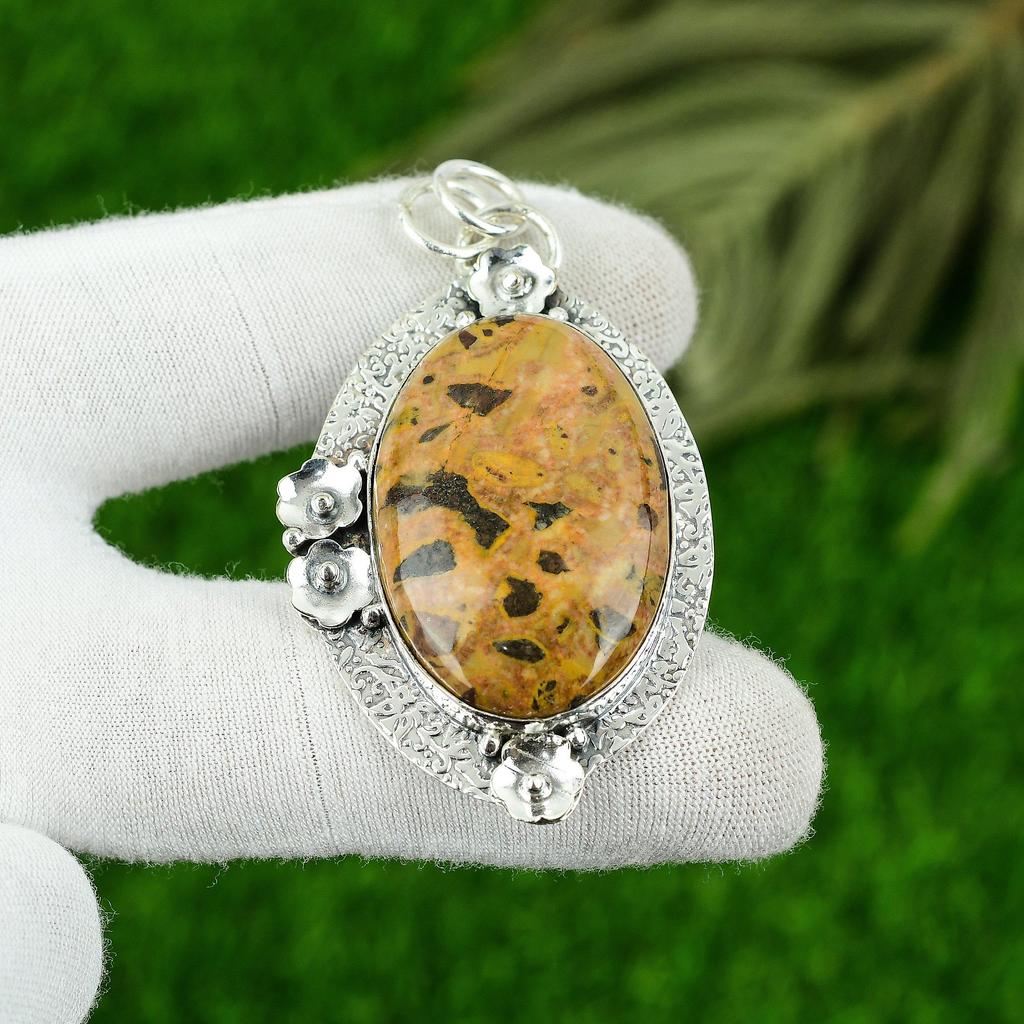 Natural Bauxite Gemstone Pendant 925 Sterling Silver Indian Jewelry For Girls