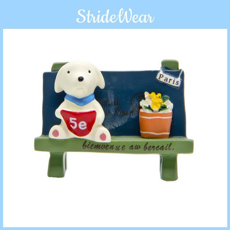 Cute Cartoon Dog Flower Bench Reading Scene Model For Desk Decor And Photography Props