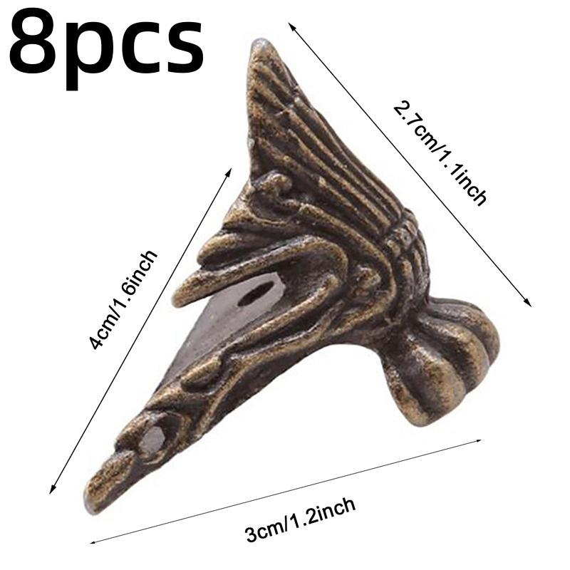 4/8pcs/set Antique Bronze Brass Jewelry Chest Wood Furniture Box Decorative Feet Leg Corner Protector Vintage Decoration New