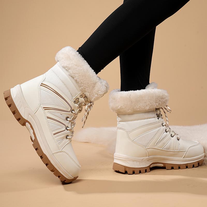 Damen Schneestiefel Wasserdicht Winter Warmhalten Plüsch Baumwollstiefel Plateau Stiefeletten Schneeschuhe Fell Outdoor Kurze Stiefel Mode