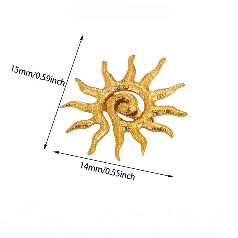 1 Pezzo Spilla Decorativa Fiore di Sole a Spirale Geometrica Colore Oro Elegante Spilla da Donna Acciaio Inossidabile Impermeabile Gioielli per Festa Matrimonio