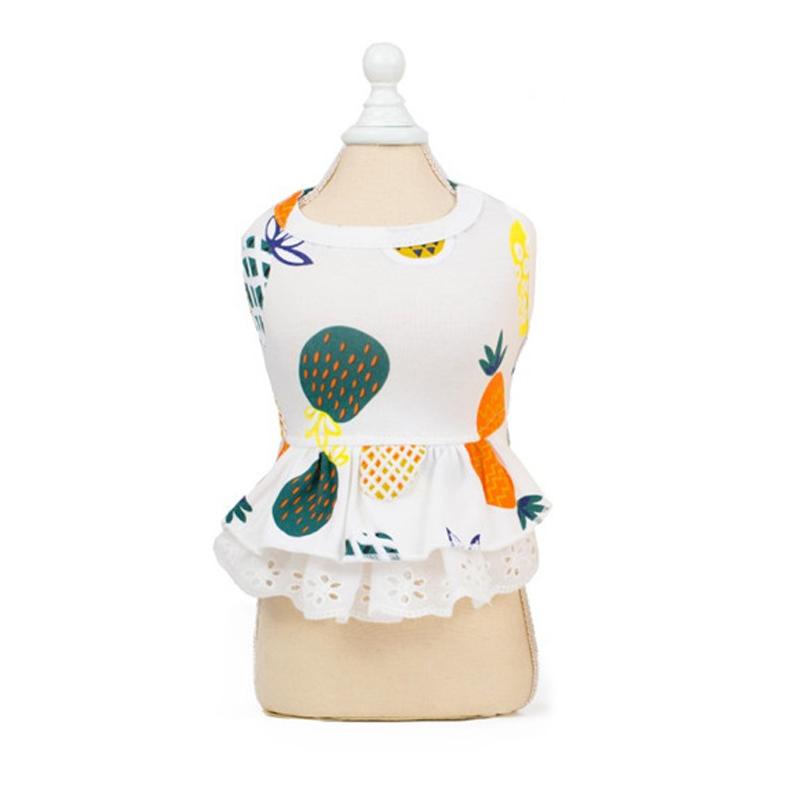 Summer Cotton Cat Dress Skirt Cute Pineapple Cherry Print Pet Clothes Dresses for Cats Sphynx Dog kedi elbisesi ropa para gatos