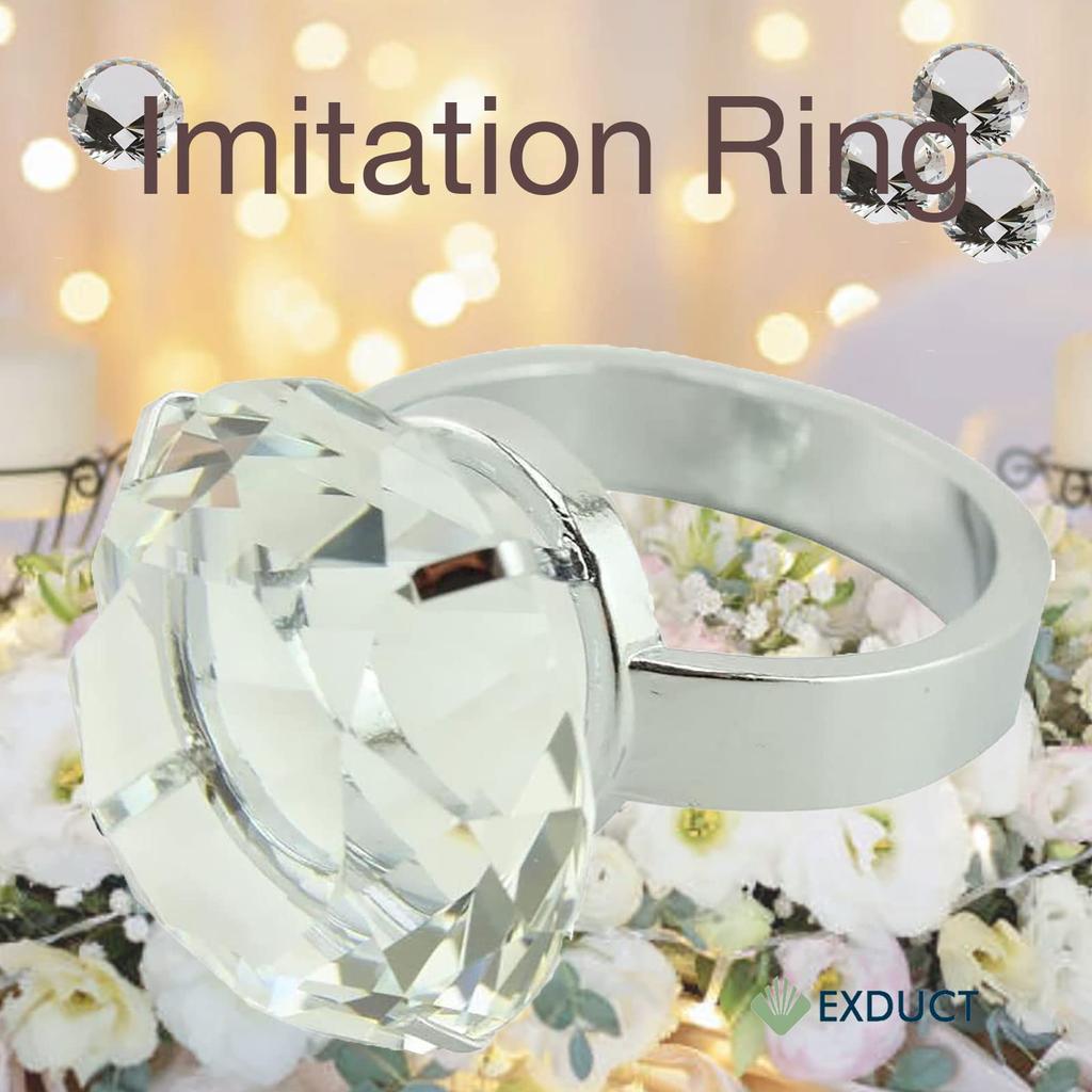 [EXDUCT] Huge Diamond-Like Ring, Perfect for Proposals, Surprises, and Gifts (White, 40mm)