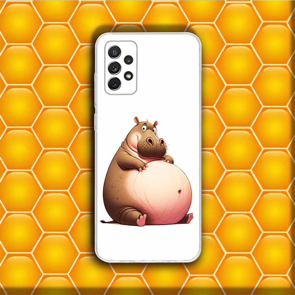 Cute Hippo Hippopotamus Phone Case Silicone For Samsung S30,23,21,22,20 FE lite,S10,9,PIus Note20ultra Soft Transparent