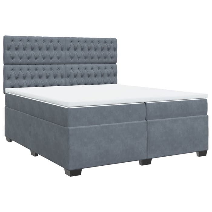 VidaXL Slatted Bed Base and Mattress Dark Grey 200x200cm Velvet 3291009