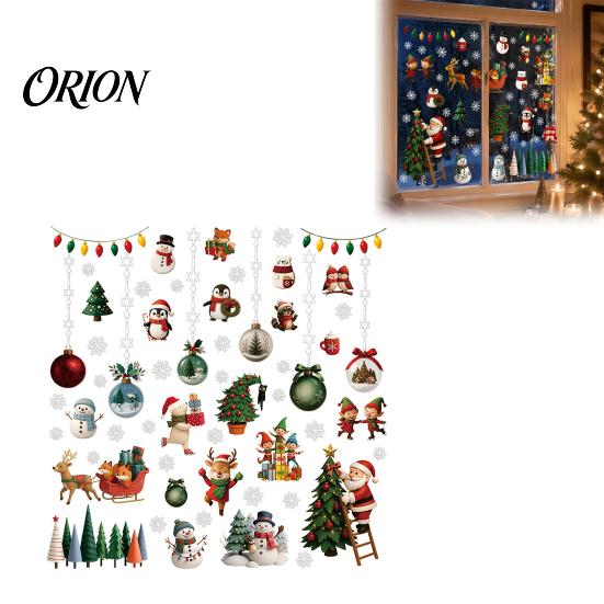 Easy Clean PVC Wall Stickers 2Pcs Christmas Static Window Cling Stickers, Removable Snowman Penguin Decals for Home Decoration Bell Glass, Festive
