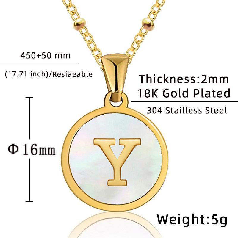 Stainless Steel Women s Necklace with 26 English Letter Pendants - European & American Fashion Jewelry Gold Bead Chain