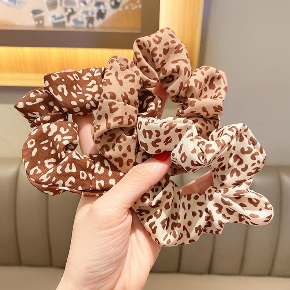 3pc European American Khaki Plaid Leopard Elasticity Hair Ties Scrunchies for Women Girls Ponytail Holder Korean Hair Accessorie