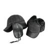 Middle-aged Elderly Cap Men's Autumn Winter Ear Protection Warm Cap Cap Cap Pu Leather Plush Baseball Cap Lei Feng Cap