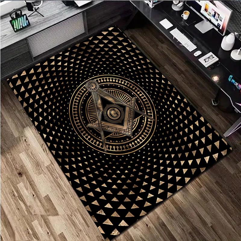 1 Tapis Imprimé Franc-Maçon - Tapis de Décoration Intérieure Pour Salon Chambre Sol Zone de Chaise d'Ordinateur Tapis