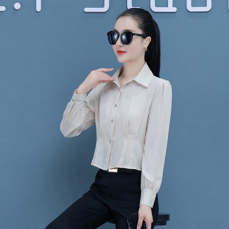 Women s Spring Chiffon Lantern Sleeve Crop Top S абрикосовый длинный рукав