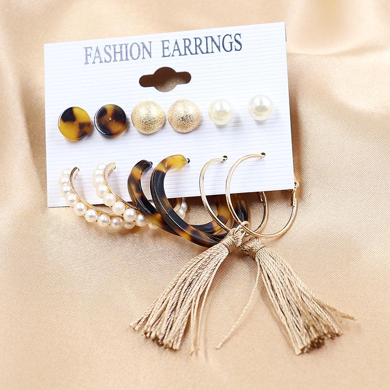 2024 European & American Fashion: Exaggerated Pearl & Crystal Butterfly Stud Earrings - 6 Pairs Set for Women