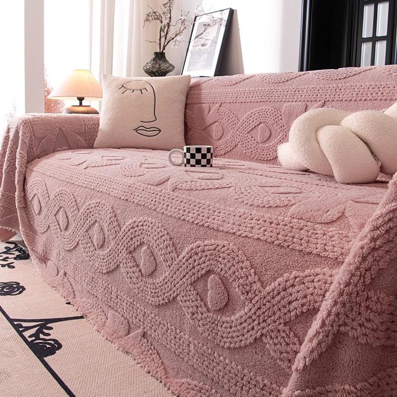 Solid Color Luxury Plush Sofa Towel Winter Warm Thick Velvet Sofa Covers L-shaped Sectional Non-slip Slipcovers for Living Room