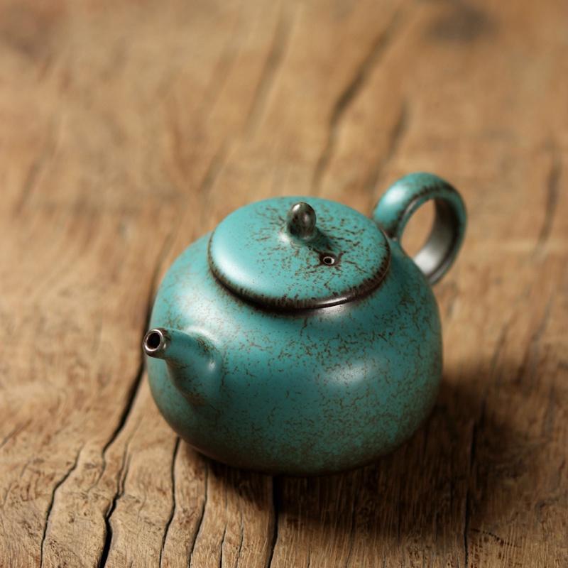 160ml Ceramic Teapot Kiln Change Peacock Green Kung Fu Tea Set