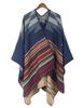 Large Ortega Check Pattern Knit Woven Tonbi Woven Ethnic LOPKS. Stole/Poncho/Scarf, (Navy), Scarf, Snood, Cape, Cape, Shawl, -21