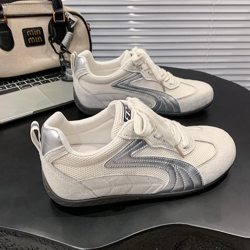 Red German training shoes women's 2025 new heightening platform sports shoes breathable mesh casual board shoes soft-soled Forrest Gump shoes