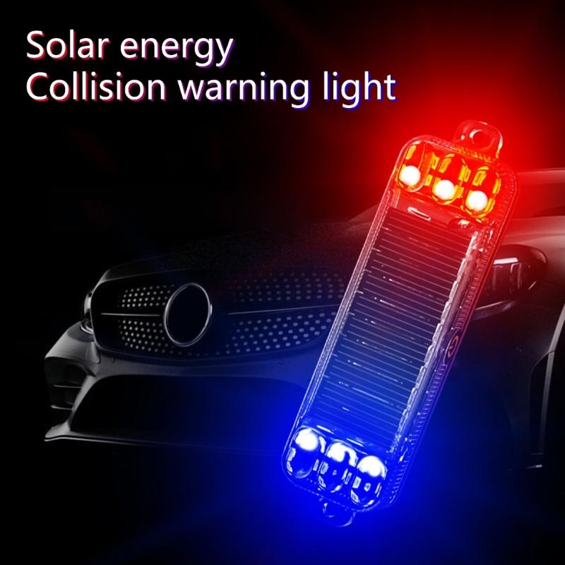 LED Solar Power Car Warning Light Anti Theft Caution Lamp Enhanced Visibility Bike Light Simple Installation for