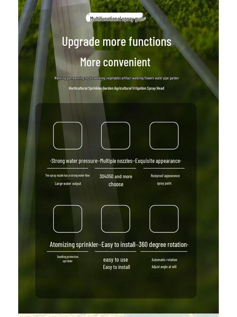 360° Rotating Agricultural Garden Sprinkler for Farmland Irrigation and Atomization