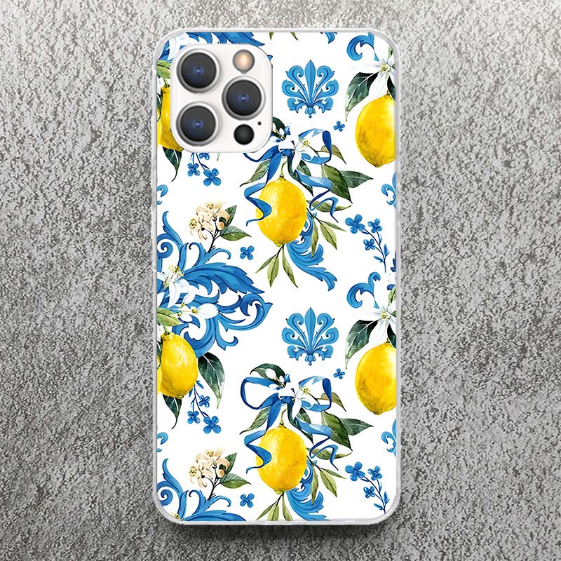 Summer Fruits Lemon Print Soft Case for iPhone 17 Air 16 16E 15 14 Plus 13 Mini 12 11 Pro Max Phone Shell SE 7 8 Pattern Cover F