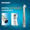 NICEDEN Dental 45 Degree LED High Speed Handpiece E-generator Integrated Small Head Push Button Handpiece Single Water Spray