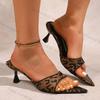 Fashion Sexy Pointed Toe High Heel Sandals for Women Summer 2025 New Leopard Printed Party Slippers Woman Thin High Heeled Banquet Shoes
