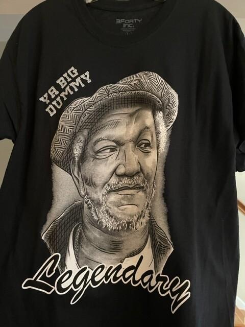 ФРЕД САНФОРД БОЛЬШОЙ ДУРАК ФУТБОЛКА. ЧЕРНЫЙ ЦВЕТ. РУБАШКА «САНФОРД И СЫН». УНИСЕКС ФУТБОЛКА С КОМЕДИЙНЫМ ПРИНТОМ XXL