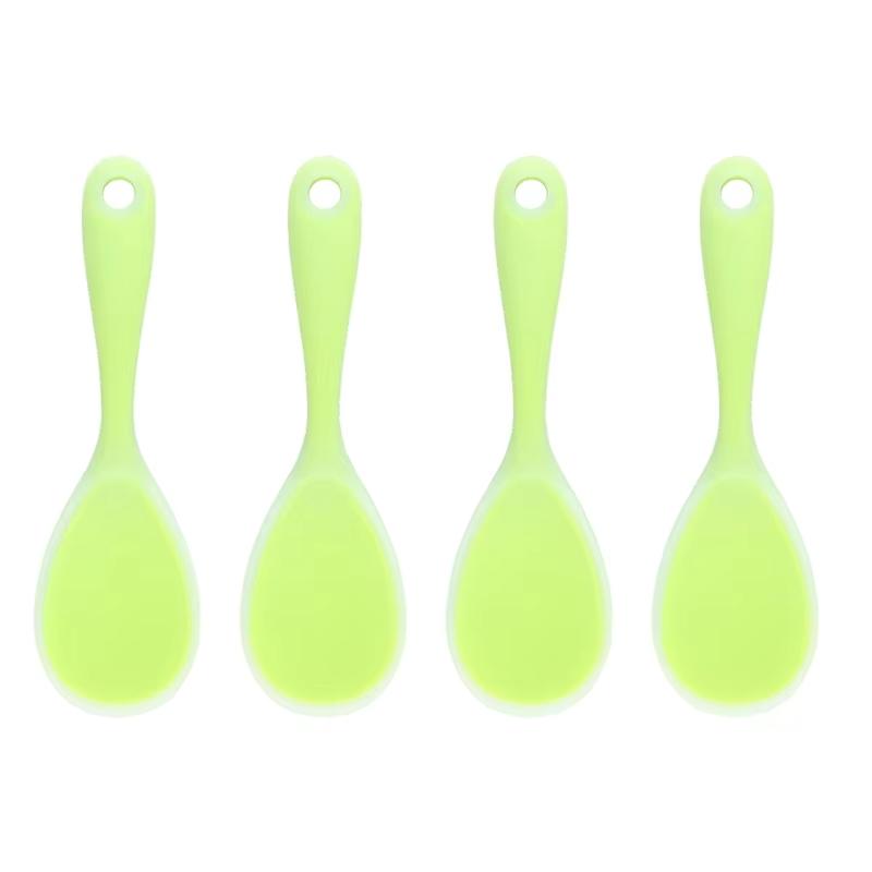 2/4Pcs No-Stick Silicone Rice Spoon Heat Resistant Silicone Rice Paddle Food Rice Shovel Cooking Supplies Soft Rice Server Tools