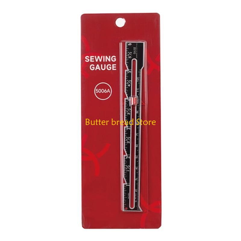 

W89C Sewing Gauge Sewing Measuring Tool Metal Sliding Gauge Fabric Quilting Ruler Seaming Measuring Gauge for Sewing Knitting