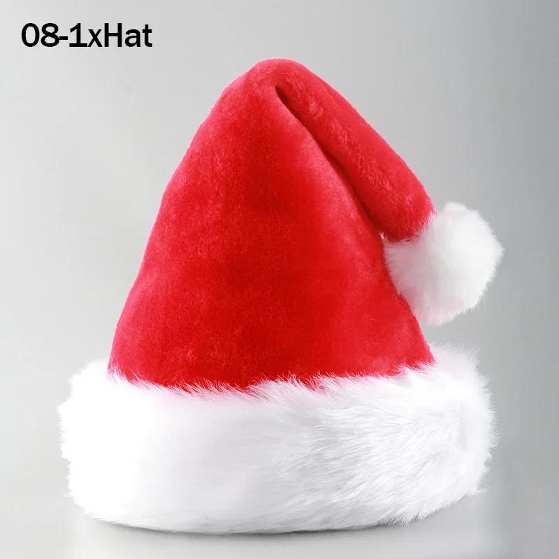 

Рождественская шапка Санта-Клауса с бородой и париком, пушистая шапка Санты с плюшевым ободком и подкладкой для взрослых, мужчин, женщин, DIY, Новогодние принадлежности для вечеринки for adults
