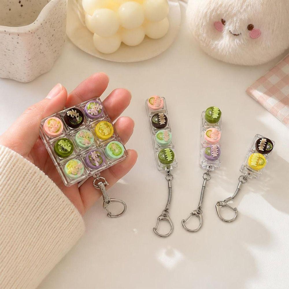 Pressable Buttons Fidget Button Keychain Stress Relief Finger Keyboard Cap Bag Charm