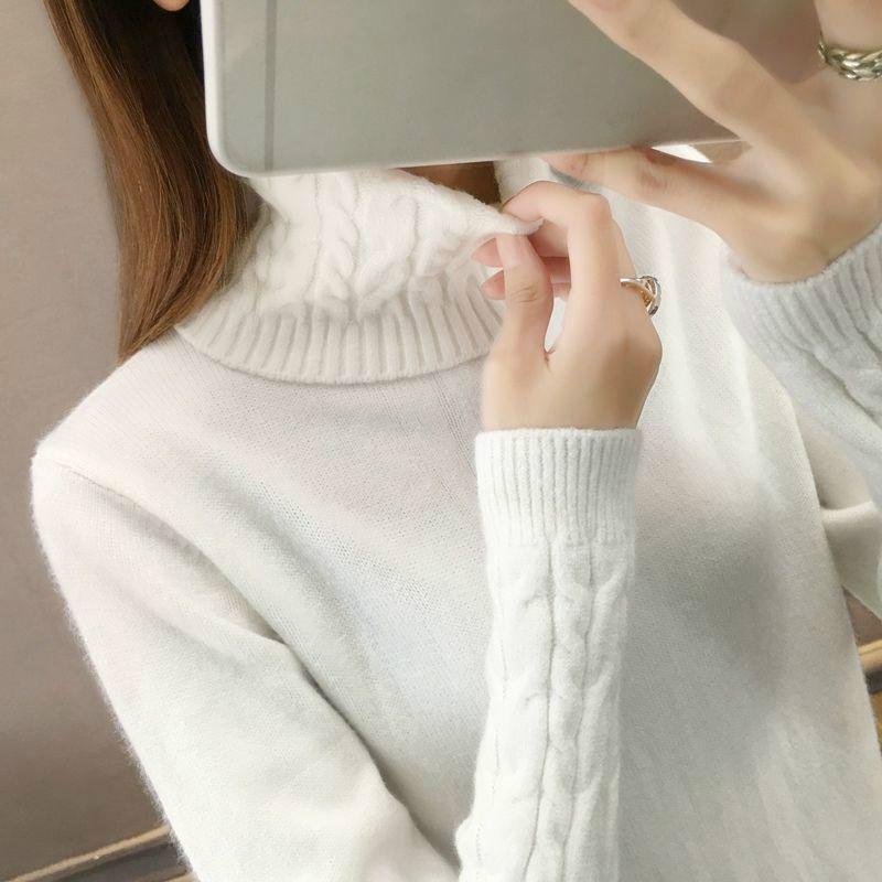 Slim Thin Trend Autumn and Winter Sweater Wild High Collar Sweater Female Thick Warm Sweater