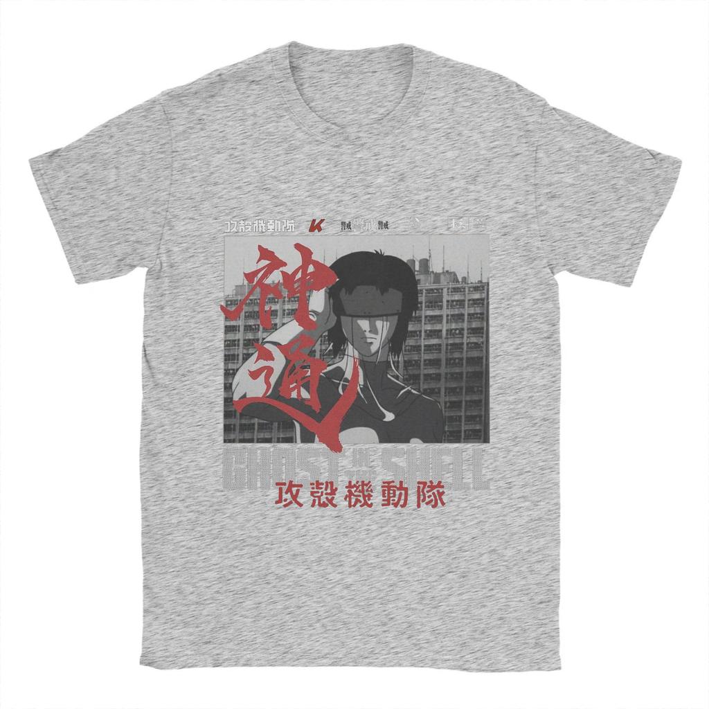 Ghost in the Shell T-Shirt Beach Major Motoko Kusanagi Fashion T-Shirts Couple Pure Cotton O-Neck Tees Short Sleeve  Retro Tops