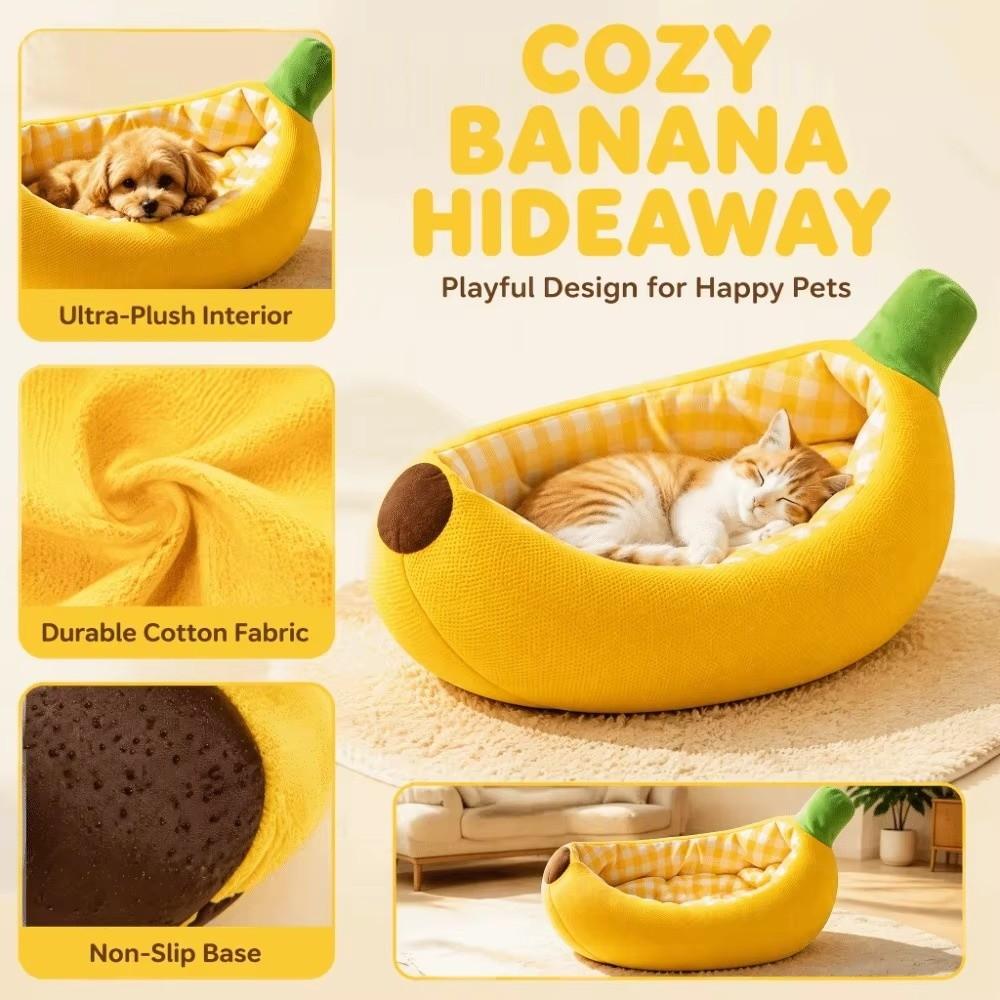 Warm Plush Banana Boat Pet Nest Soft Pet Sofa Bed Pet Furniture Cat Mat Cat Dog