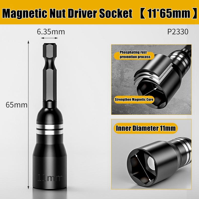 CR-V Steel Magnetic Nut Screwdriver Socket Bits For Power Drills Hex Shank Driver/Adapter Socket Wrench Tool Parts Accessories
