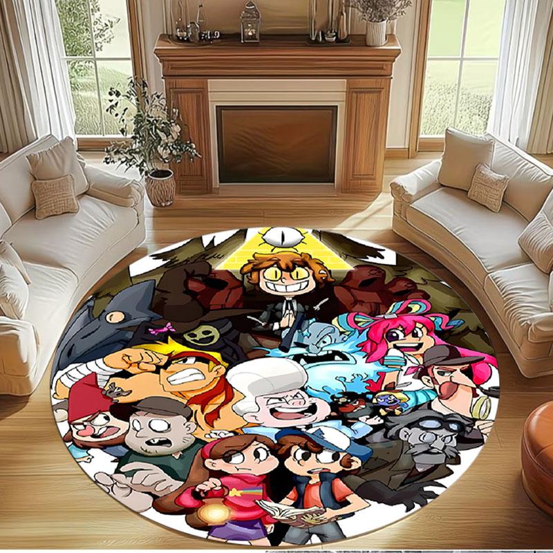 Gravity Falls Print Round Rug, Washable Floor Carpet, For Entryway Dorm Laundry Room Office Study, Home Decor Birthday Christmas Gift