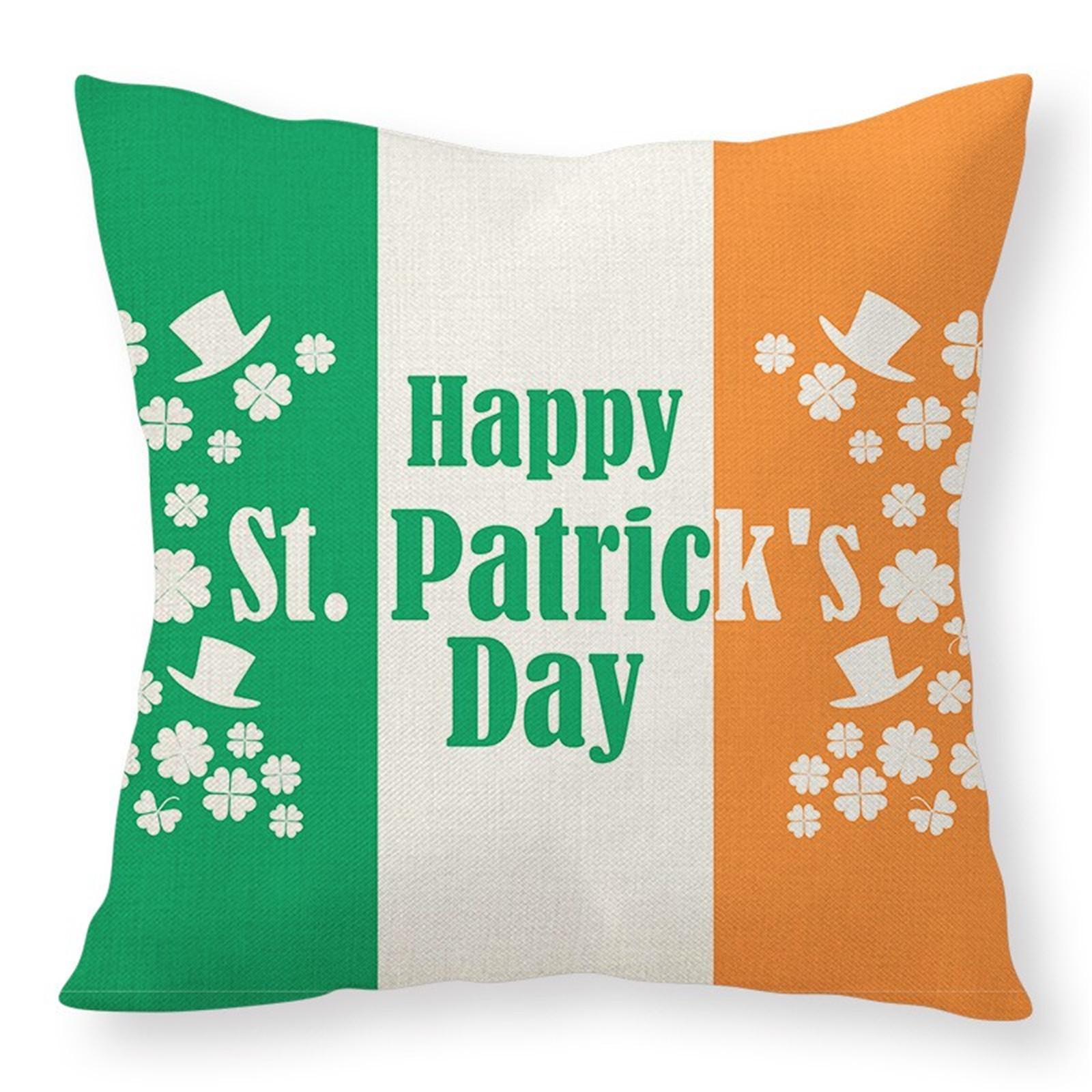 

St. Patrick s Day Cotton Linen Cushion Cover Throw Pill-ow Case Sofa Home Decor 45cm One Size
