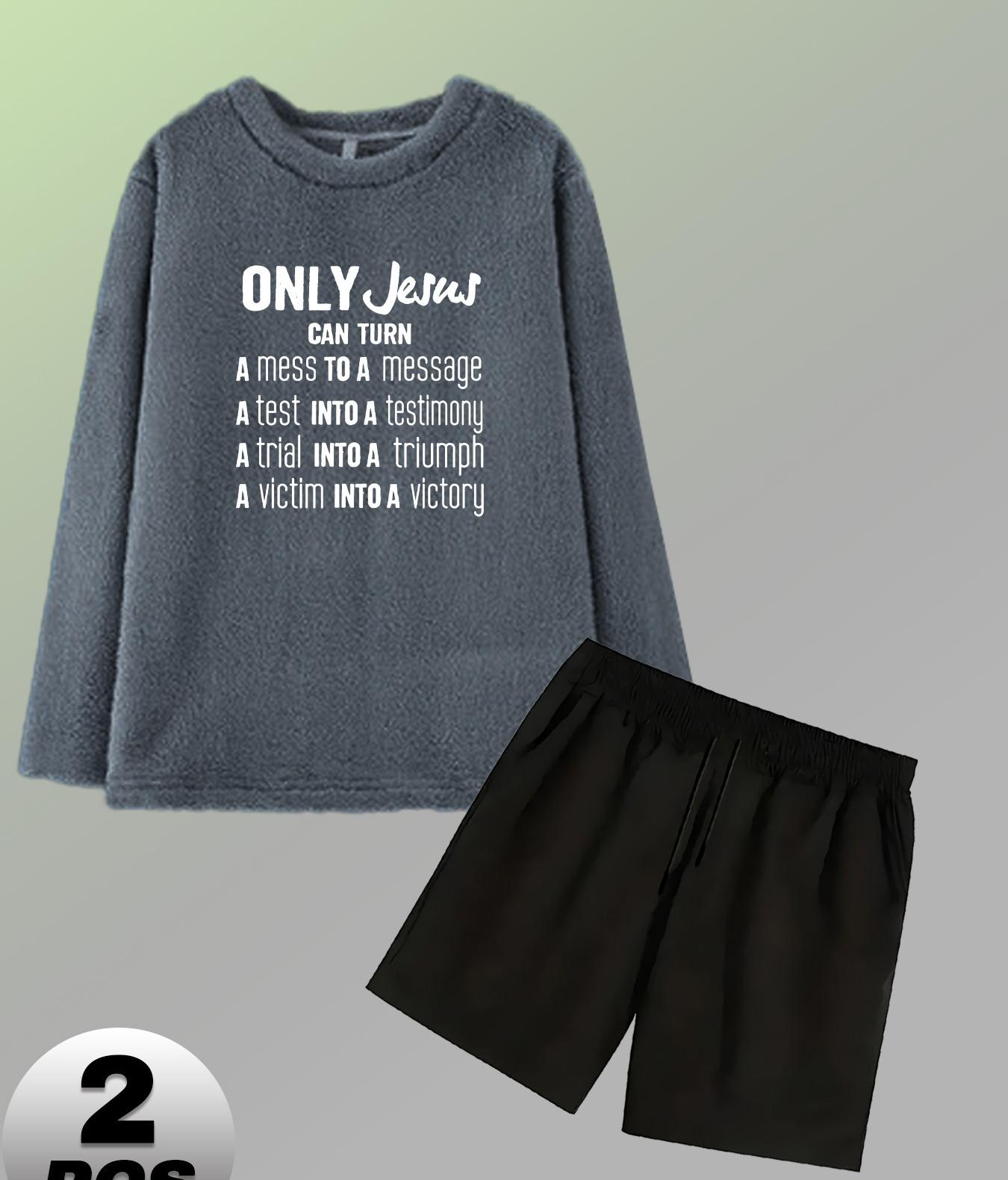 

Easy-Wash & Durable Flannel Loungewear Shorts Set for Men XXL сірий