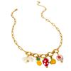 European and American oil dripping flower banana pineapple fringed ceramic pendant DIY necklace women's plated 18k gold stainless steel jewelry