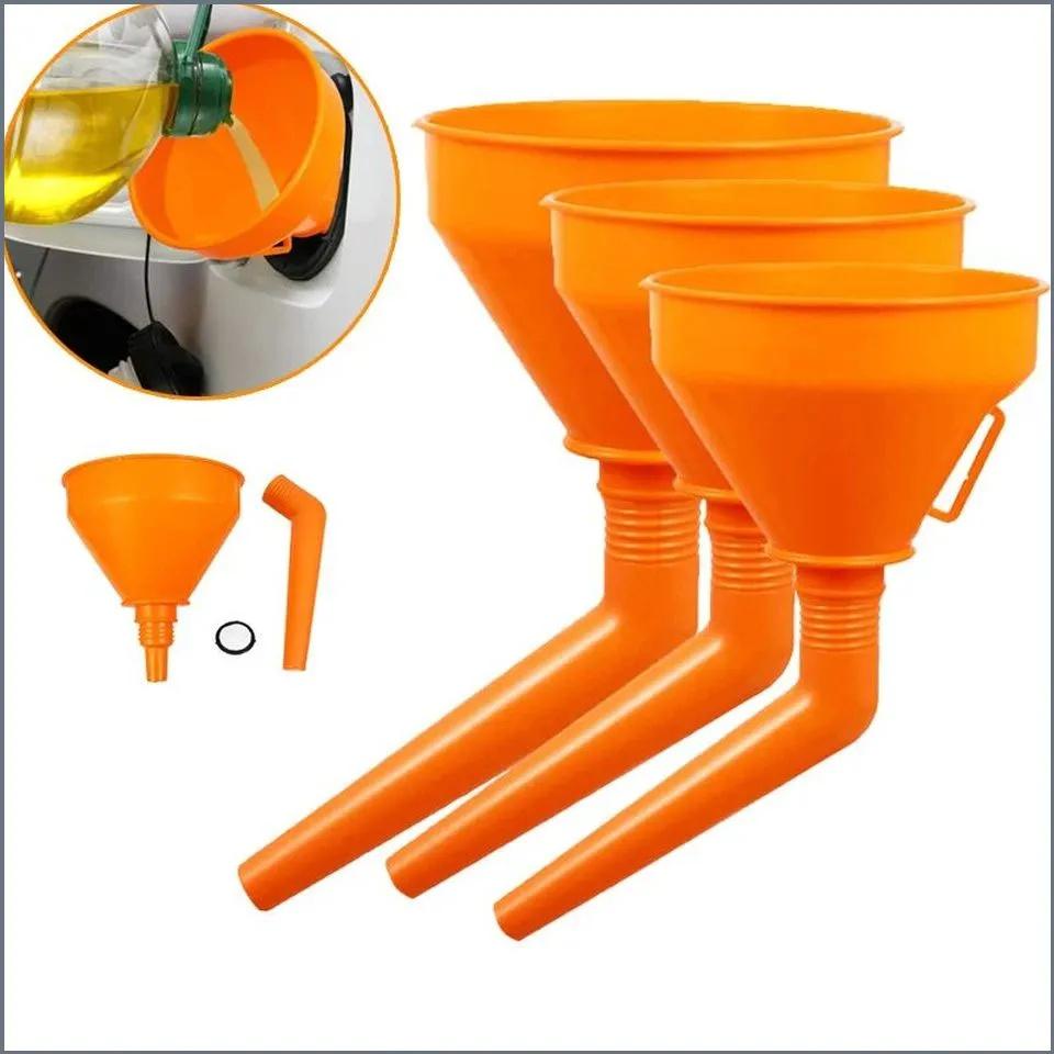 Plastic Fuel Funnel with Bent Spout and Built-in Filter Suitable for Hands-Free Refueling and Liquid Transfer Applications