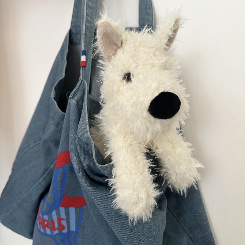West Highland Plush Toys Cute and Well-behaved Sitting West Highland Fried Puppy Sleeping Soothing Doll Doll 20cm