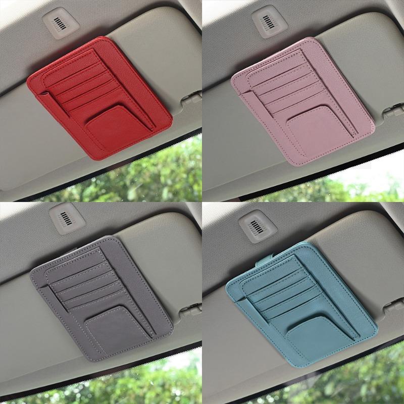 Car Sun Visor Card Clip Sunglasses Storage Box Magic Tape Clip Universal Auto Truck Internal Card Holder Sunshade Accessories