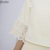 ZANZEA Women Elegant Round Neck Casual Half Sleeve Lace Splice Dress