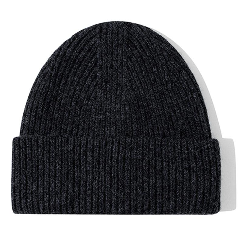Classic Ribbed Knit Beanie-Unisex 100% Wool Hat for Autumn/Winter Business & Travel One Size Fits Most