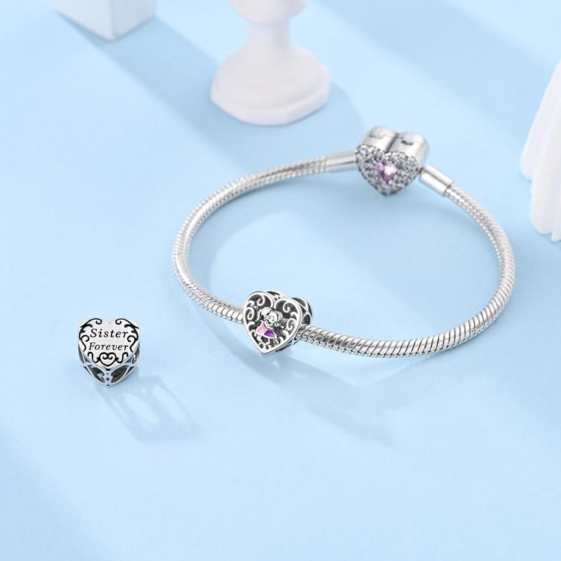 Copper Sisters Flower Hollow Heart&Butterfly&Vip Dog Beading Charm Fit Brand Bracelet Vintage Palace Style Jewelry