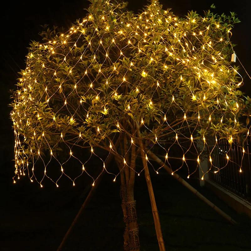 1pc 192LED EU Plug LED Net Mesh String Decorative Lights,3*2M Christmas Window Decoration Mesh Lights For Garden Party Weddings