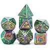 Cusdie Metal Glitter Dices DND 7Pcs Frame Solid D&D Dice D4-D20 Polyhedral Dice Set for Role Playing Game Pathfinder TRPG