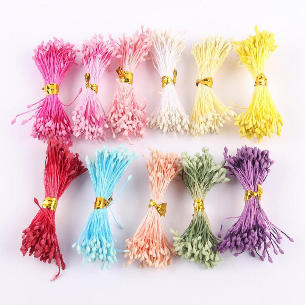 1100 Pieces 1mm Artificial flower Stamen Double Tip Pearlescent Crafts Cards Cakes Decoration Accessories Wedding Handmade
