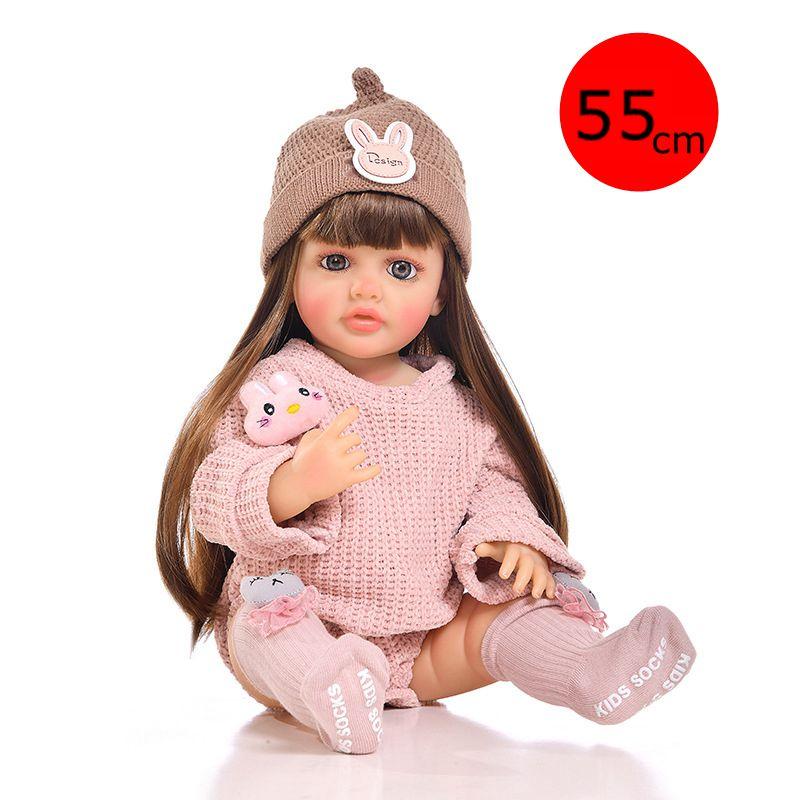 

55 см яркая полностью виниловая кукла-имитация для девочек с длинными волосами