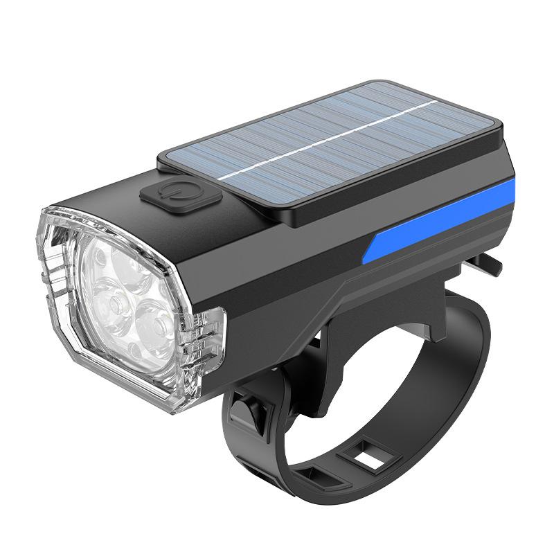 Solar Charging Road Bike Headlight with Wide-Angle Beam for Enhanced Safety