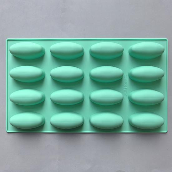 Silicone Baking Mold 16 Cavity Oval Chocolate Mold Non-Stick Freezer Oven Safe Dessert Mold Baking Supplies for Cake Jello Ice Cream